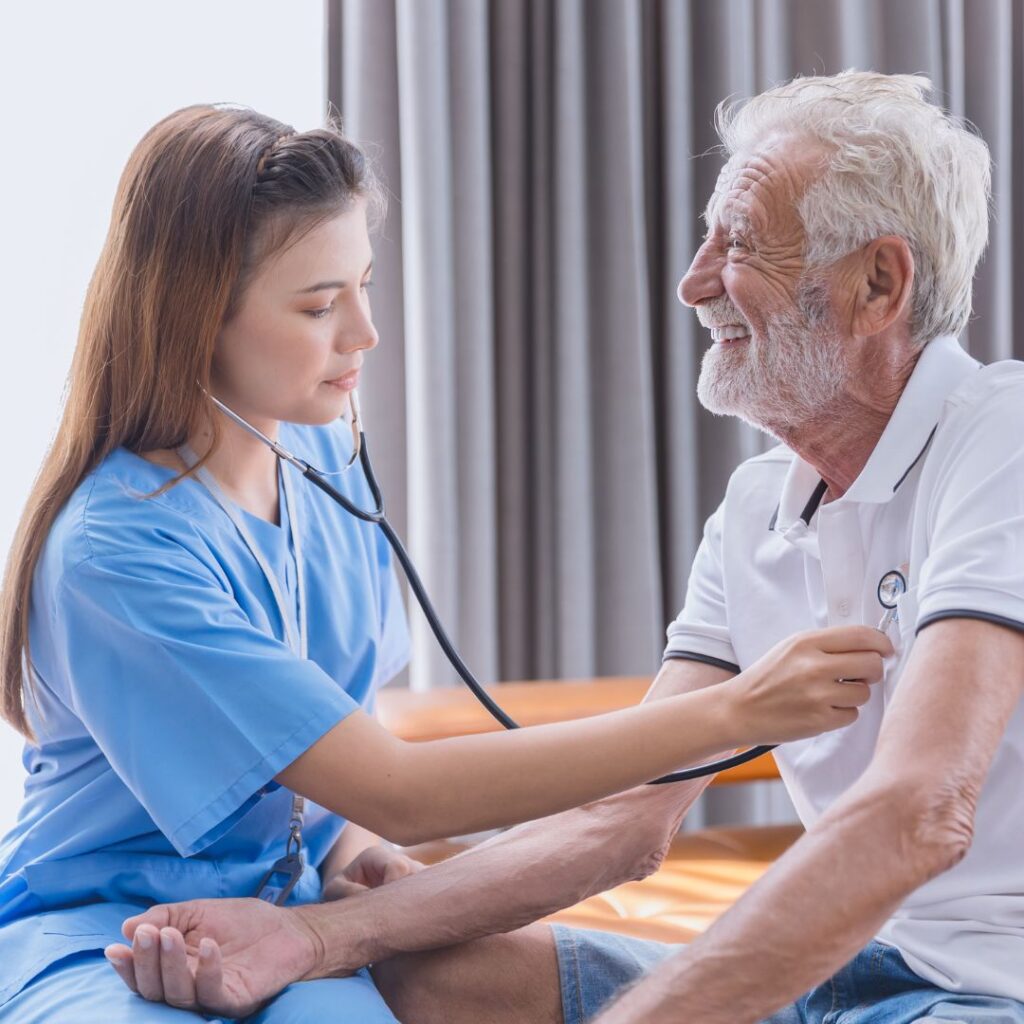 nurse with elderly patient