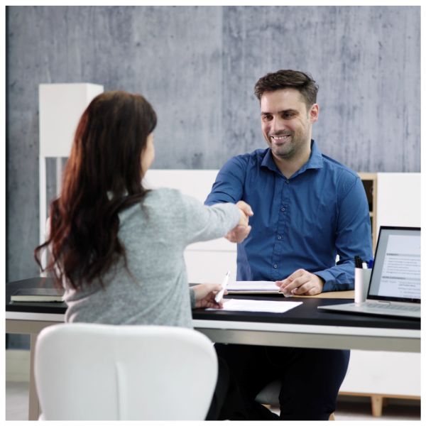 a candidate being interviewed