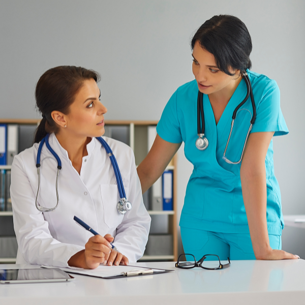 nurse working with a doctor