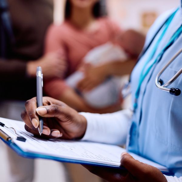 nurse working on paperwork